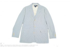 Polo Seersucker Striped Cotton Blazer Sport Coat Made In Italy by Ralph Lauren