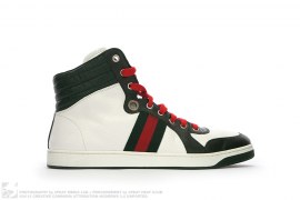 Gucci Stripe Leather High Top Sneakers by Gucci