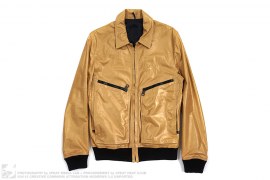 Ribbed Metallic Gold Leather Jacket by Christian Dior