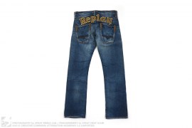 Leather Logo Applique Vintage Wash Denim by Replay