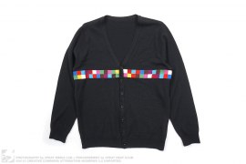 Digital Stripe Knit Wool Cardigan by Uniform Experiment