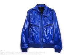 Cobalt Metallic Patent Leather Runway Jacket by Christian Dior