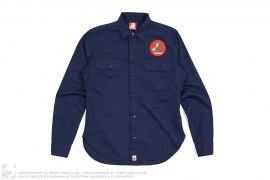 Cola Apehead Applique Wing Back Print Work Shirt by A Bathing Ape x Coca-Cola