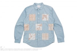 Wind Patchwork Cotton Shirt by Nanamica