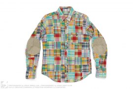 Patchwork Apehead Elbow Patch Button-Up by A Bathing Ape