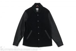 Leather Sleeve Wool Varsity Jacket by OriginalFake