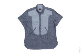 Chambray Short Sleeve Button Down Shirt by Evisu