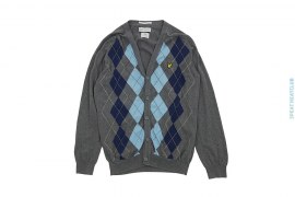 Cotton Lightweight Cardigan Checkered With Patch Logo by Lyle & Scott