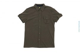 Cotton Button-up Short Sleeve Polo With Chest Pocket by Pretty Green