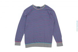 Cotton Light Weight Striped Crewneck Sweater Grey Trim A04264 by John Smedley