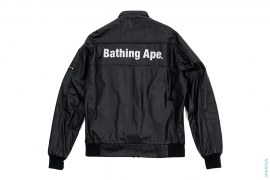 Twinsta Bathing Ape Embroidered Leather Motorcycle Jacket by A Bathing Ape