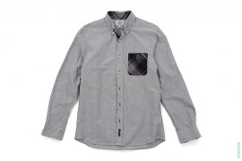 Apehead Plaid Accent Chambray Button-Up Shirt by A Bathing Ape