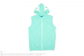 Tiffany Color Hood Print Sleeveless Zip-Up Hoodie by Swagger
