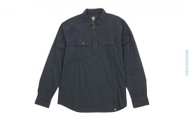 Cotton Half Zip Long Sleeve Shirt With Two Chest Pockets by Pretty Green