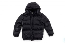 Chomper Accent Convertible Pebble Leather Down Jacket by OriginalFake