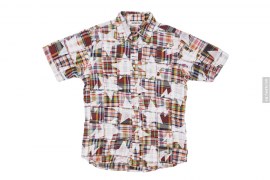 Sta Overlay Plaid Patchwork Short Sleeve Aloha Button-Up Shirt by A Bathing Ape