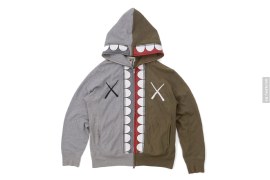 Custom Split Chomper Full Zip Hoodie by Kaws x A Bathing Ape