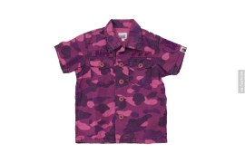 Stone-wash Color Camo Patch Short Sleeve Button-Up Shirt by A Bathing Ape