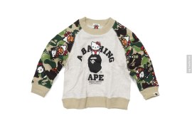 ABC Milo Hello Kitty Camo College Logo Crewneck Sweatshirt by A Bathing Ape x Sanrio